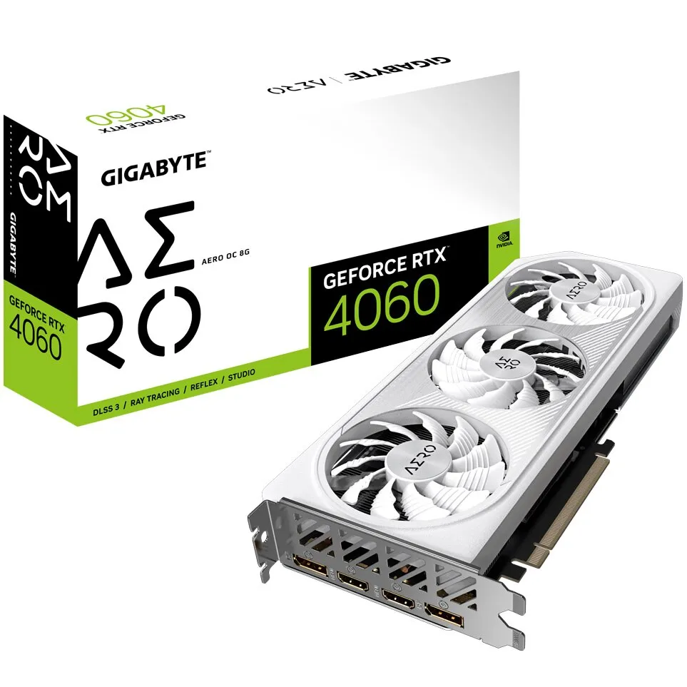 Gigabyte GeForce RTX 4060 AERO OC videokártya, 8GB GDDR6, 128-bit