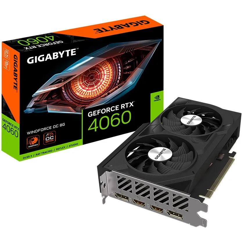 Gigabyte GeForce RTX 4060 Videókártya, WINDFORCE OC, 8GB GDDR6, 128 bit