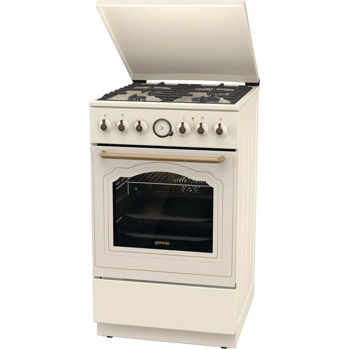 Gorenje GKS5C71CLI Kombinált tűzhely, 70L, Classico Design, 4 gázégő, A energiaosztály, Bézs