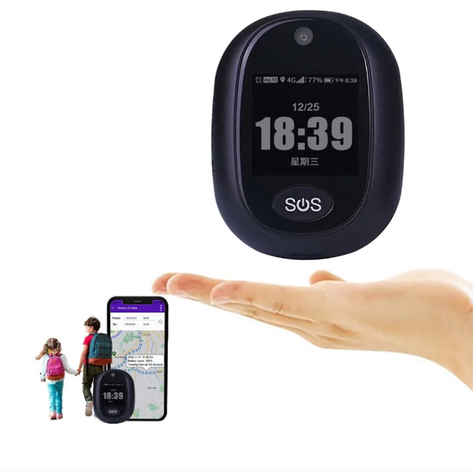 GPS nyomkövető okosóra és SOS gomb idősek és gyermekek számára, valós idejű észlelés, tablettaértesítés, mobilalkalmazás, több eszközön használható riasztás, segélyhívó gomb, hívásindítás, SIM-kártya nyílás, fekete