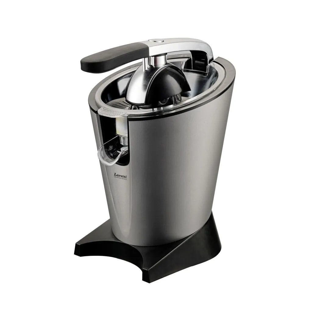 Gyümölcscentrifuga Laretti LR-FP7414, 600W, 2 nyomókúp, Csúszásgátló talp, Speciálisan kialakított kiömlésgátló csúszda, Ergonomikus kialakítás, Szürke