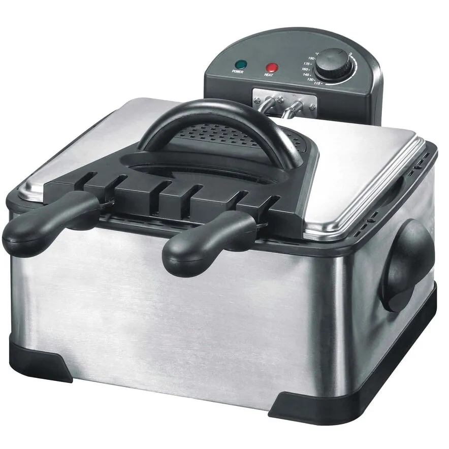 Hauser DFS-430 olajsütő, 4l, Tapadásmentes sütőedény, 2000W, Fekete/Inox