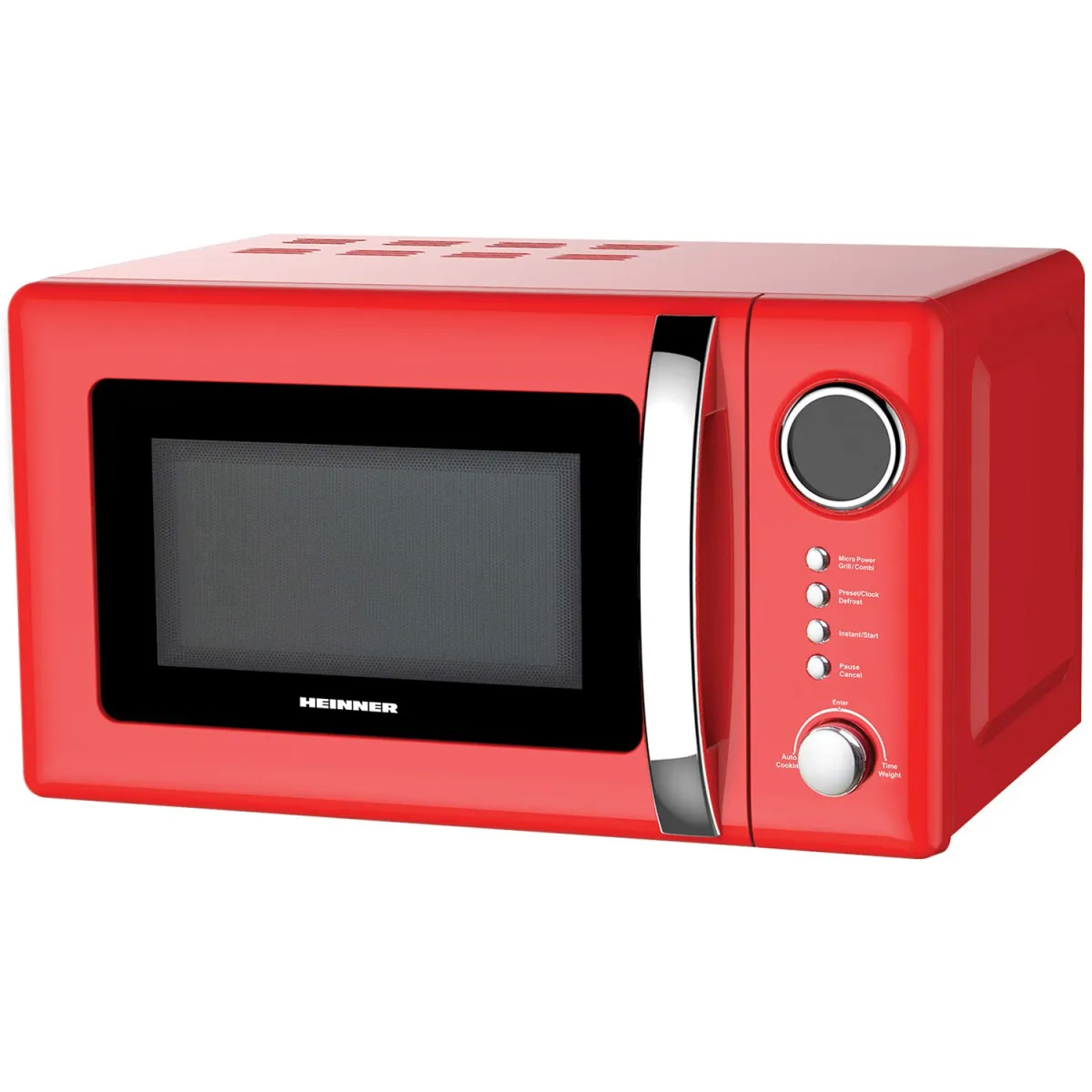 Heinner HMW-20GRD mikrohullámú sütő, 20 l, 700 W, digitális, Grill, piros