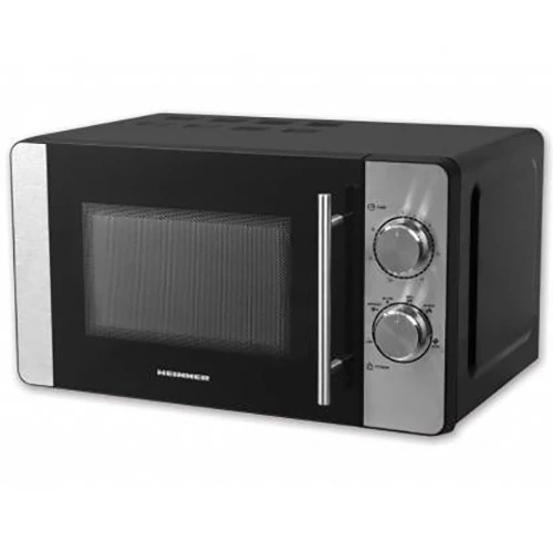 Heinner HMW-20MBKSS mikrohullámú sütő, 20 l, 700 W, mechanikus, időzítő, fekete / rozsdamentes acél