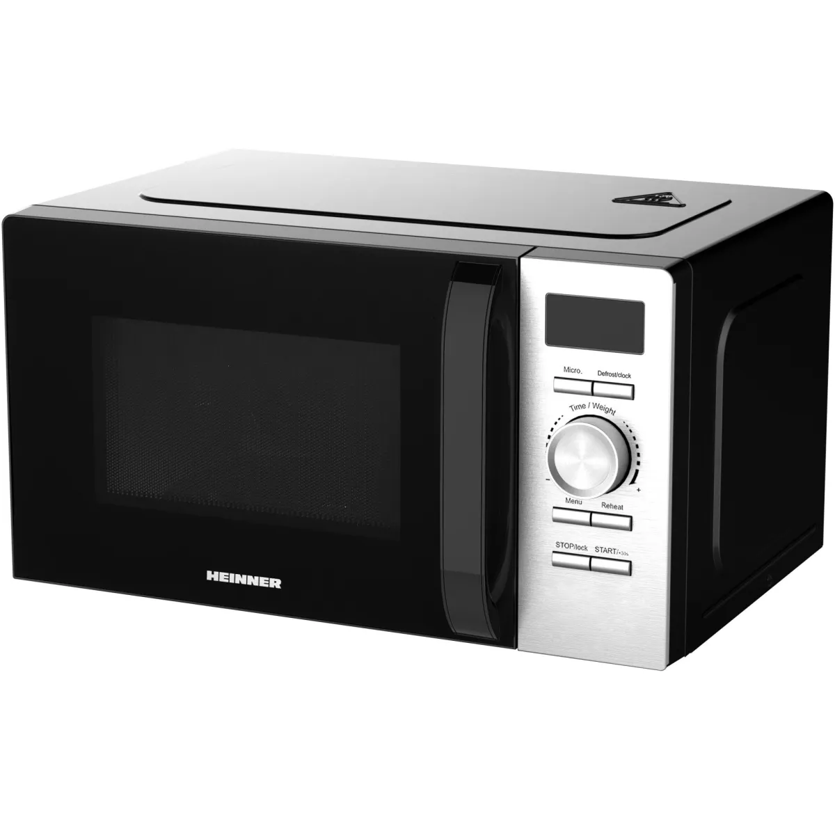 Heinner HMW-D2060BK mikrohullámú sütő, 20l, 700W, Digitális vezérlés, LED kijelző, Időzítő, Gyerekzár, Fekete/Rozsdamentes acél