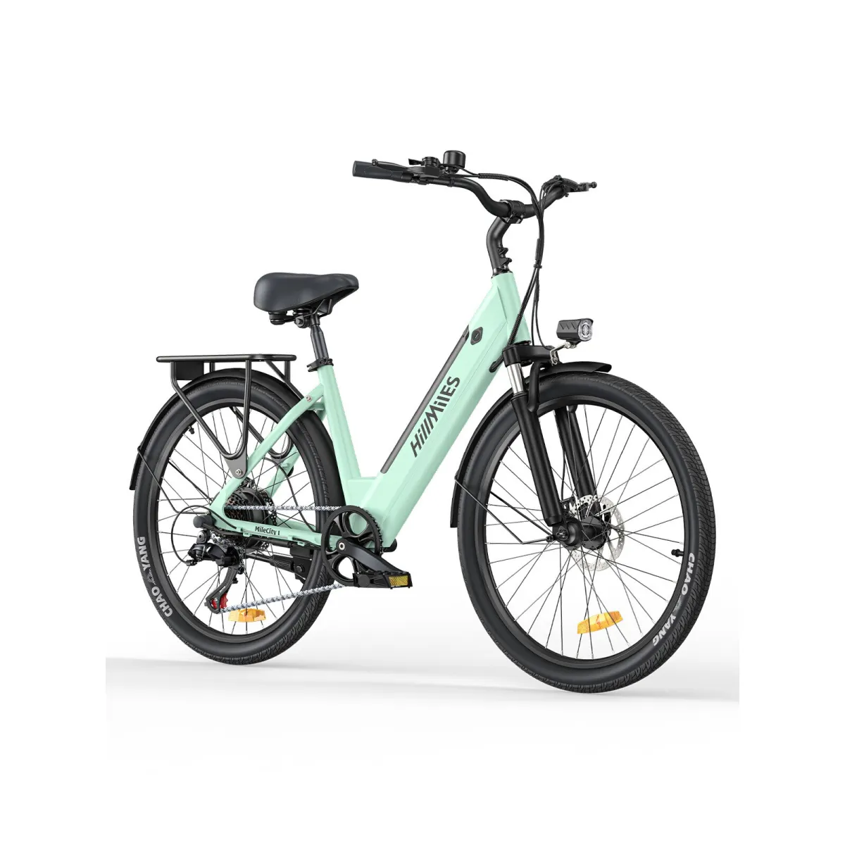 HillMiles MileCity 1 elektromos kerékpár felnőtteknek, 350 W-os motor, kivehető és újratölthető 36 V 13 Ah lítium akkumulátor, kettős használat akkumulátorral, 25 Km/h, autonómia 80-100 Km, 7 sebesség, ideális városi ingázók számára