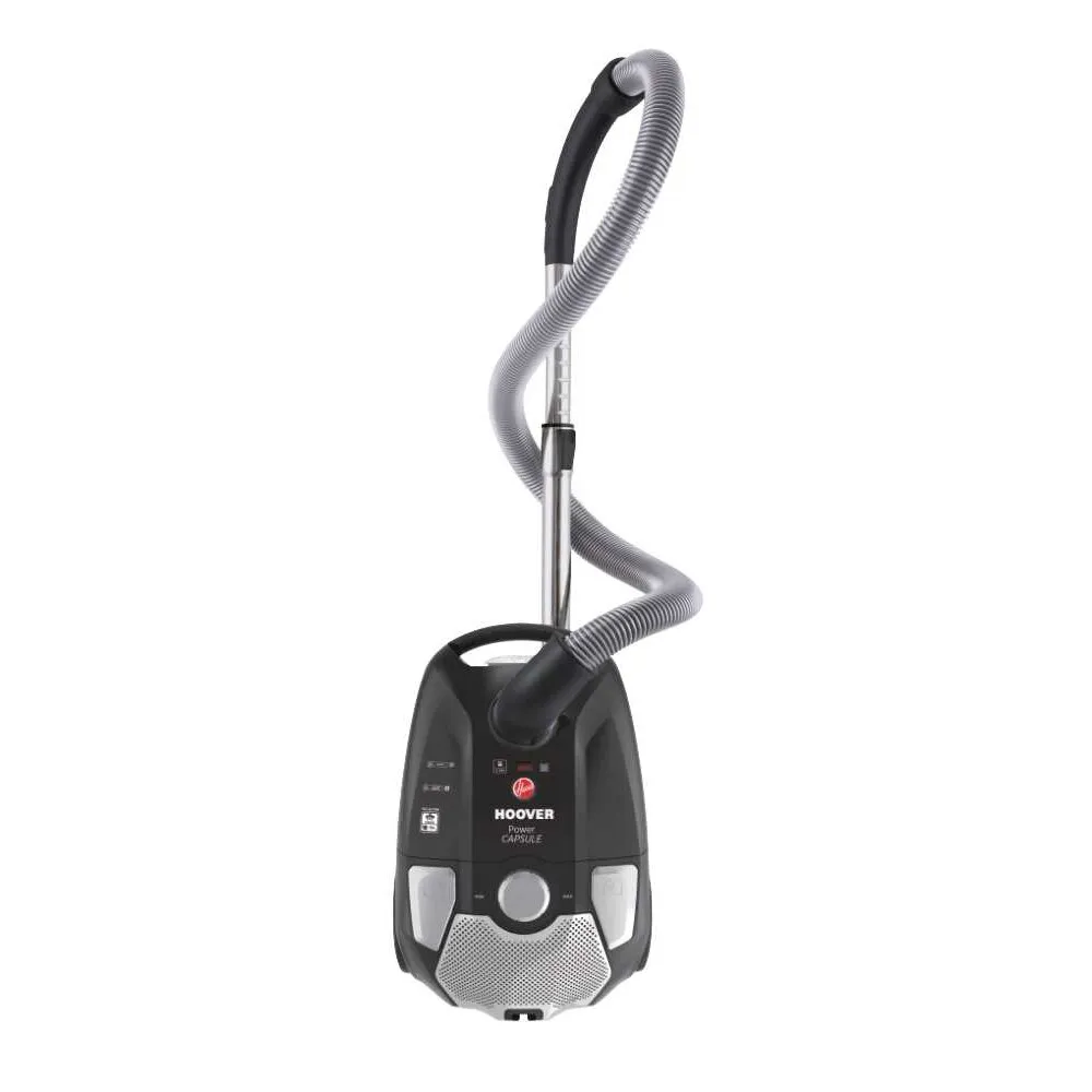 Hoover PC20PET porzsákos porszívó, 550W, 5 literes porzsák, 72 dbA, teljesítményszabályozás, hordozófogantyú, réstisztító és portalanító kefe, parketta szívófej, fekete