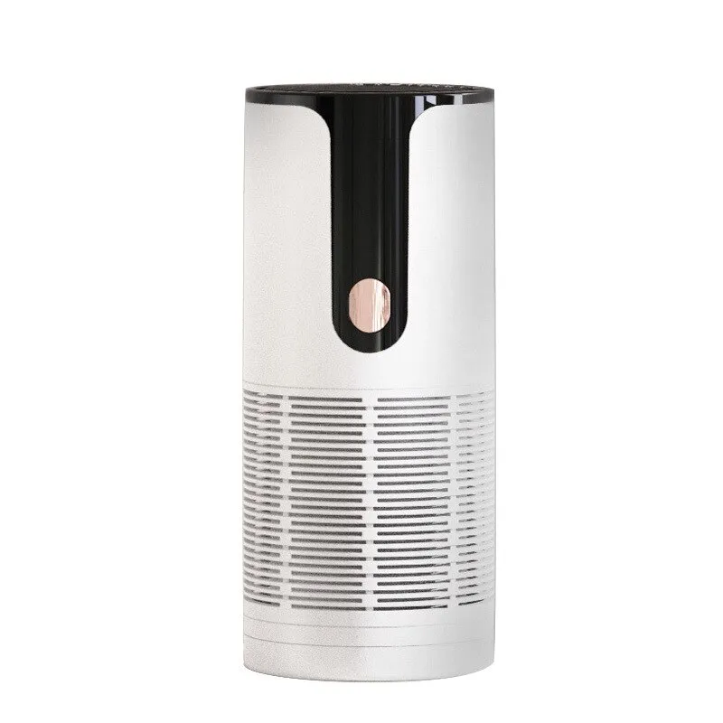 Hordozható autós légtisztító, HEPA szűrő, USB töltés, csendes, 3 sebességfokozat, digitális kijelző, otthoni, irodai, autós használatra, tengerészkék, fehér