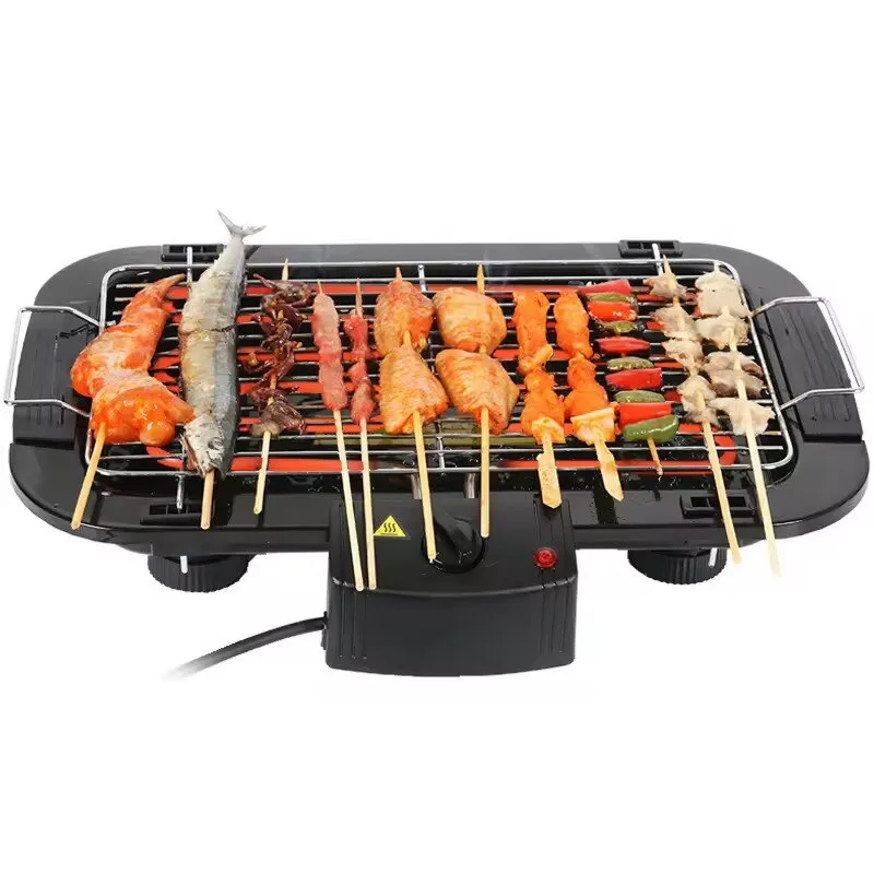 Hordozható elektromos grill 2000W, fekete, 50,6x35,6x15,2 cm, beltéri/kültéri használatra, állítható hőmérséklet-szabályozással