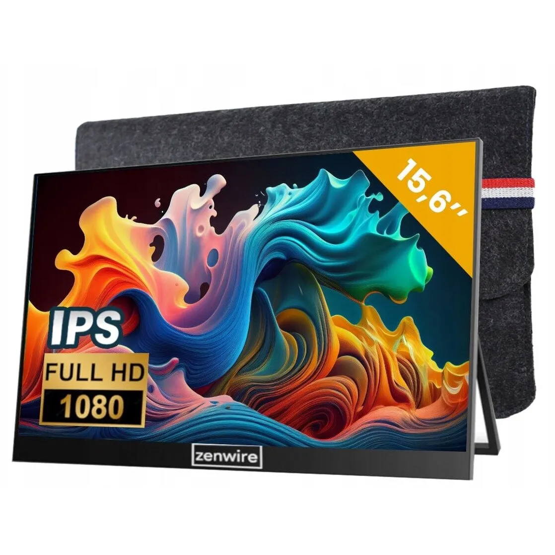 Hordozható monitor Zenwire USB-C Full HD 1920x1080 IPS HDMI monitor laptophoz HDR 15, 6 hüvelyk 15, 6 hüvelyk
