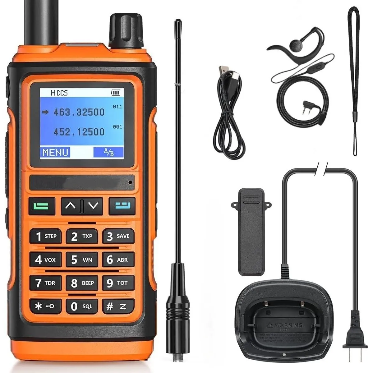 Hordozható rádióállomás, MOSMAOO, UV-17 Pro, 10 W, fejhallgatóval, narancs
