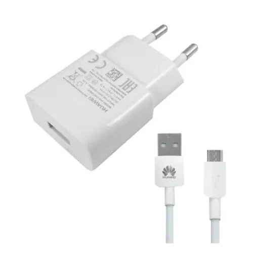 Huawei USB hálózati töltő tablethez, 5V/1A, fehér, microUSB kábel