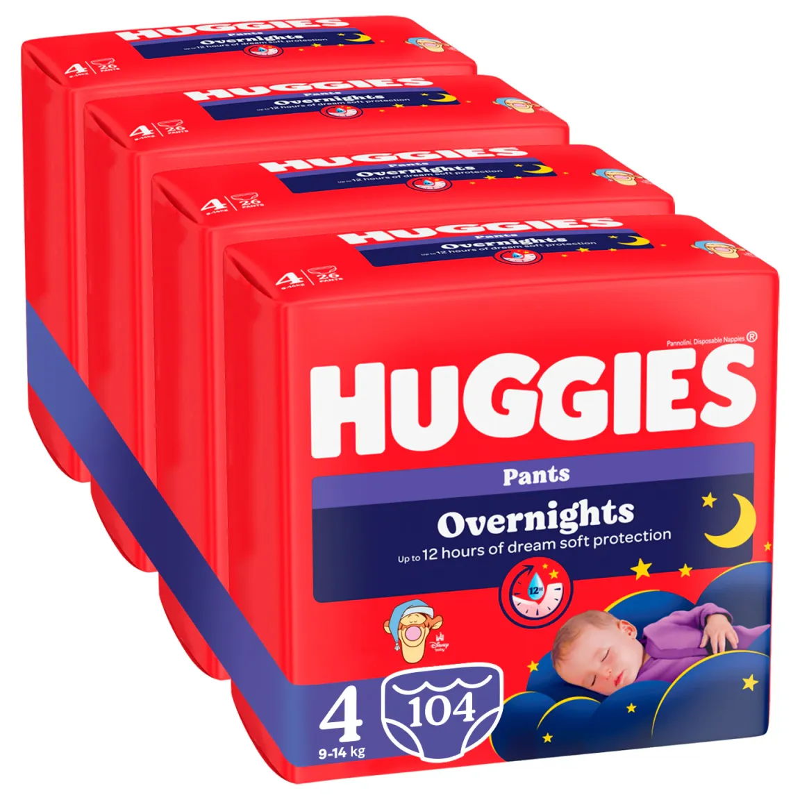 Huggies Overnights pelenka, 9-14 kg, 104 db