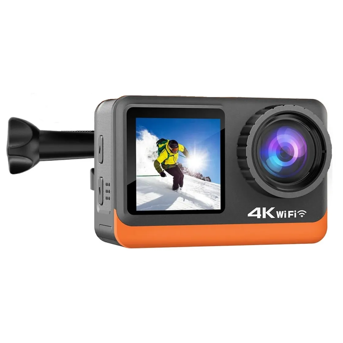 IdealSTORE SmartGO-Cam többfunkciós akciókamera, IPS kétszínű érintőképernyő, 4K Ultra HD 60 FPS/120FPS, HDMI, vízálló, Android / iOS, Photo Burst, hurkolt, 170°-os szög, rázkódásgátló, képérzékelő, hangszóró, Wifi vezérlés vagy Távirányító