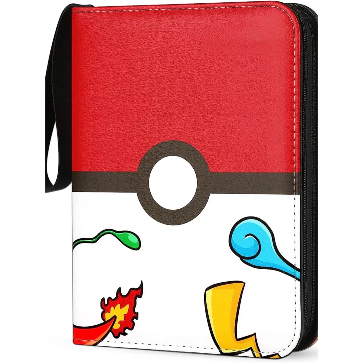 Játékkönyvalbum, Pokemon, Eco bőr, 400 tárolóhely, cipzáras kivitel, vízálló, PU bőr, piros/fehér