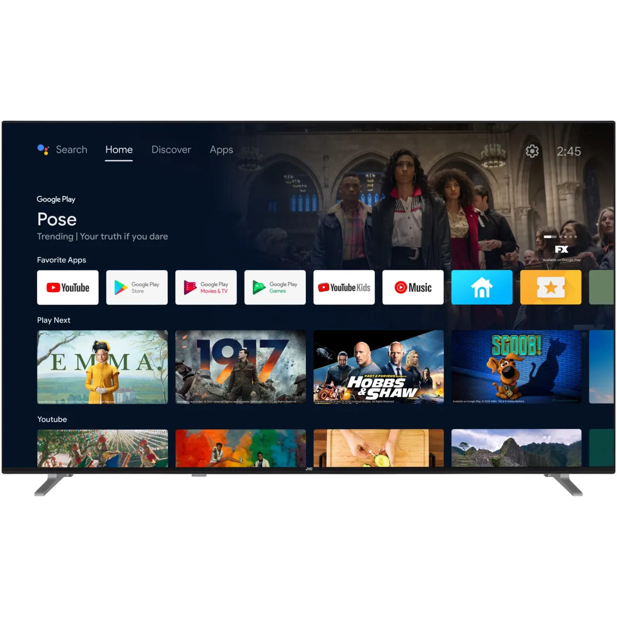 JVC 50VAQ3300 Televízió, QLED, 126 cm, Smart Android, 4K Ultra HD, E energiaosztály