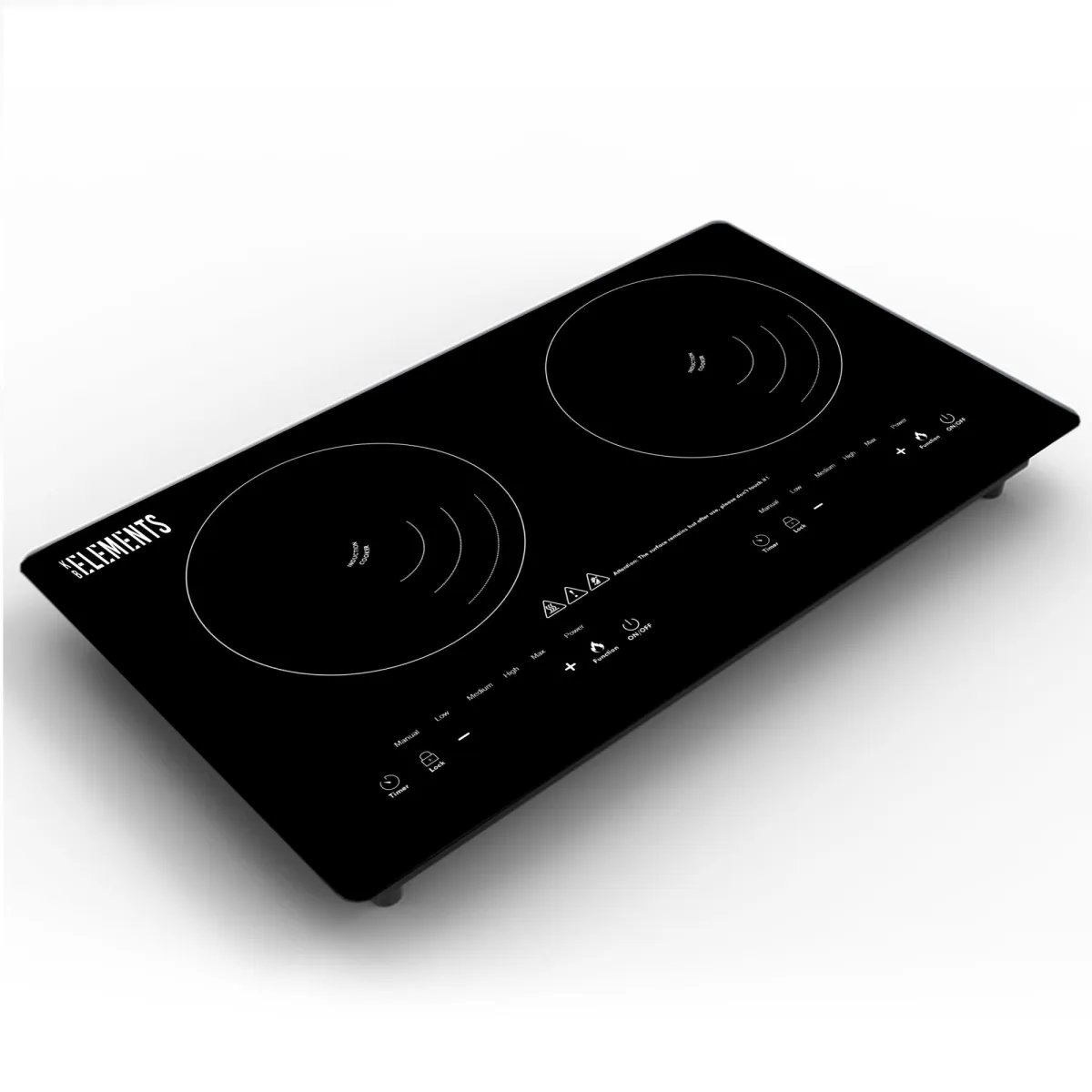 KB ELEMENTS indukciós elektromos főzőlap, 2 főzőzóna, érintőpanel, 3600 W, 6 használati mód, időzítő, túlmelegedés elleni védelem, főzőedény automatikus felismerése, automatikus leállítás, 60x36 cm méret