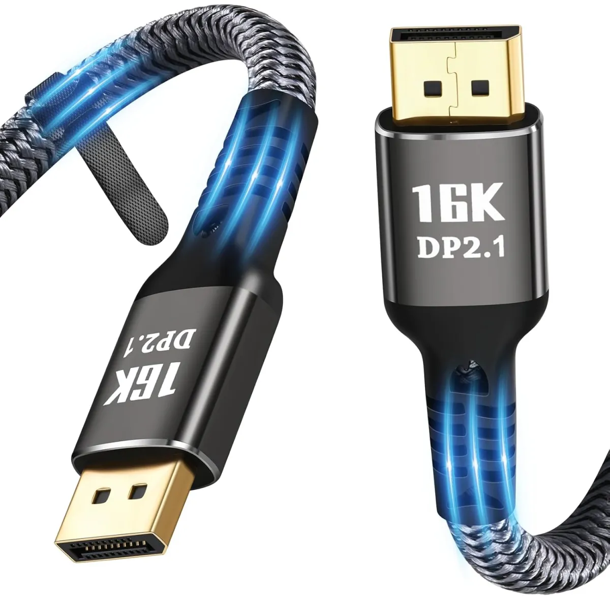 Kábel displayport 2.1, 16K 60Hz, 8K 120Hz, 4K 240Hz, 4K 165Hz, 4K 240 Hz apa-apa, HDR, 3D Dynamic, 1.5M, 40Gbps, DSC 1.2a, fekete