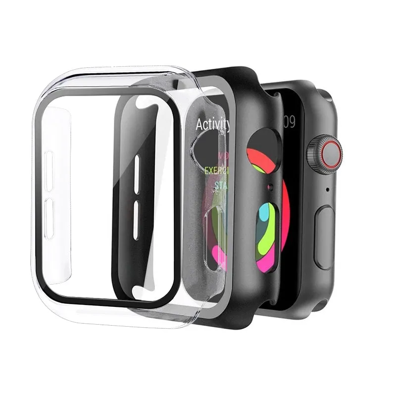 Kemény tok Apple Watch 7-9 45 mm, JESWO, 2 db, fekete/átlátszó