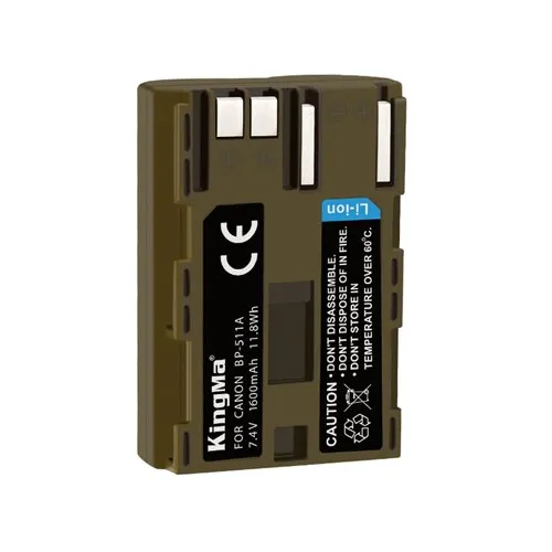 KingMa akkumulátor, 1600 mAh, BP-511A, Canon EOS 5D, 10D, 20D, 20Da, 30D, 40D, 50D, 300D, D30, D60