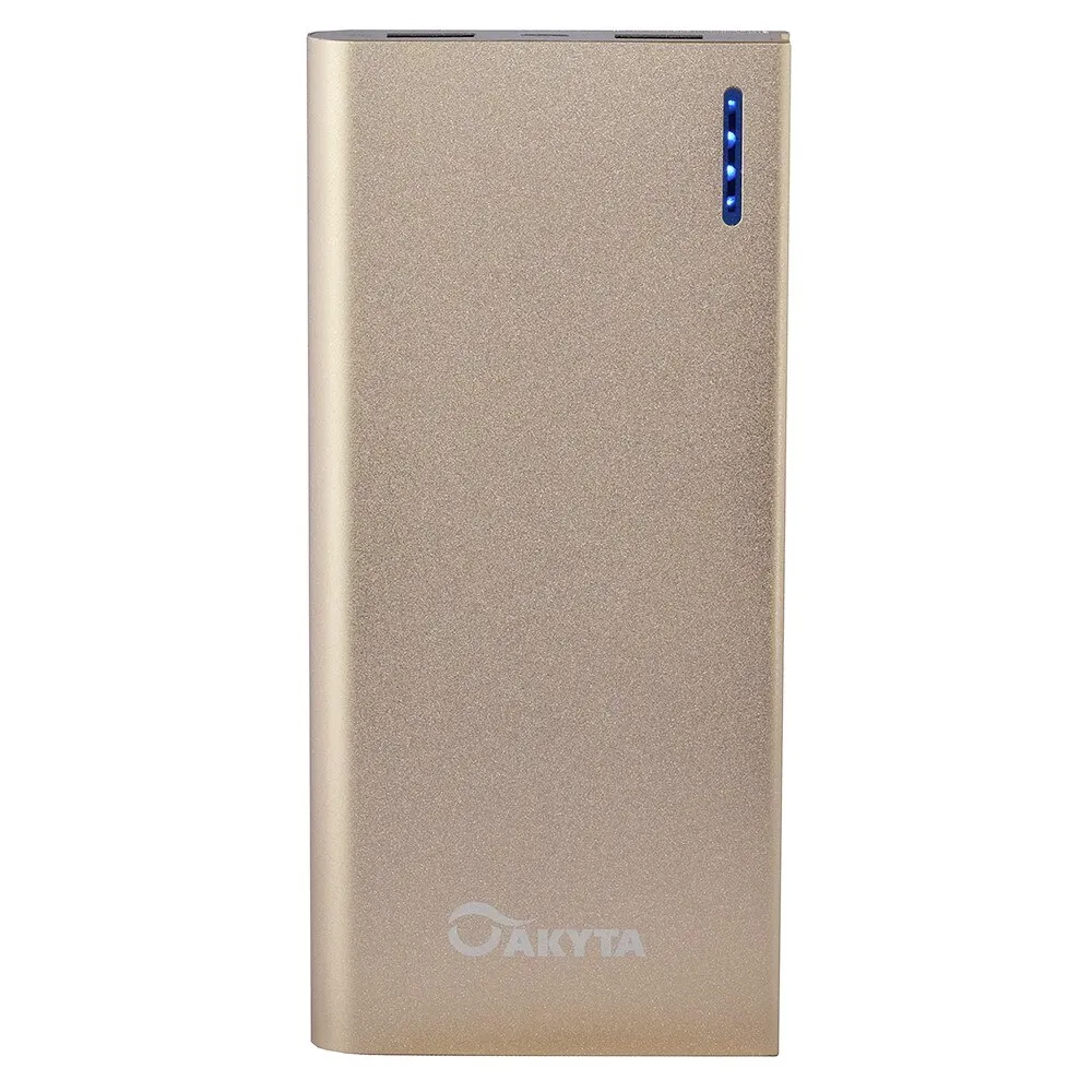 Külső akkumulátor 12000 mah, Akyta, elegáns alumínium ház, arany, töltöttségi szint LED-del