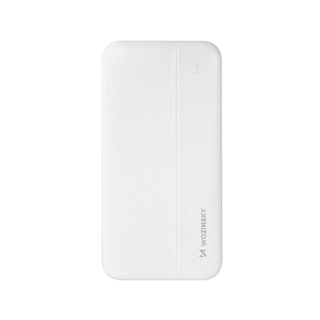 Külső akkumulátor WZK, 10000mAh, 2xUSB, 1xUSB-C, 1xMicroUSB, akkumulátorjelző, fehér