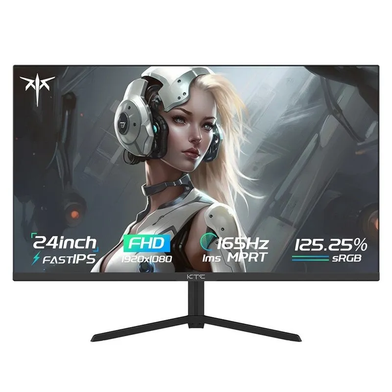 KTC H24T09P Gaming monitor, 24 hüvelykes 1920x1080 16:9 FHD 165Hz ELED Fast IPS panel képernyő, HDR10 1ms MPRT válaszidő, Alacsony kékfény szint, Kompatibilis a FreeSync G-Sync funkcióval, 2xHDMI2.0 2xDP1.2 Audio VESA Display