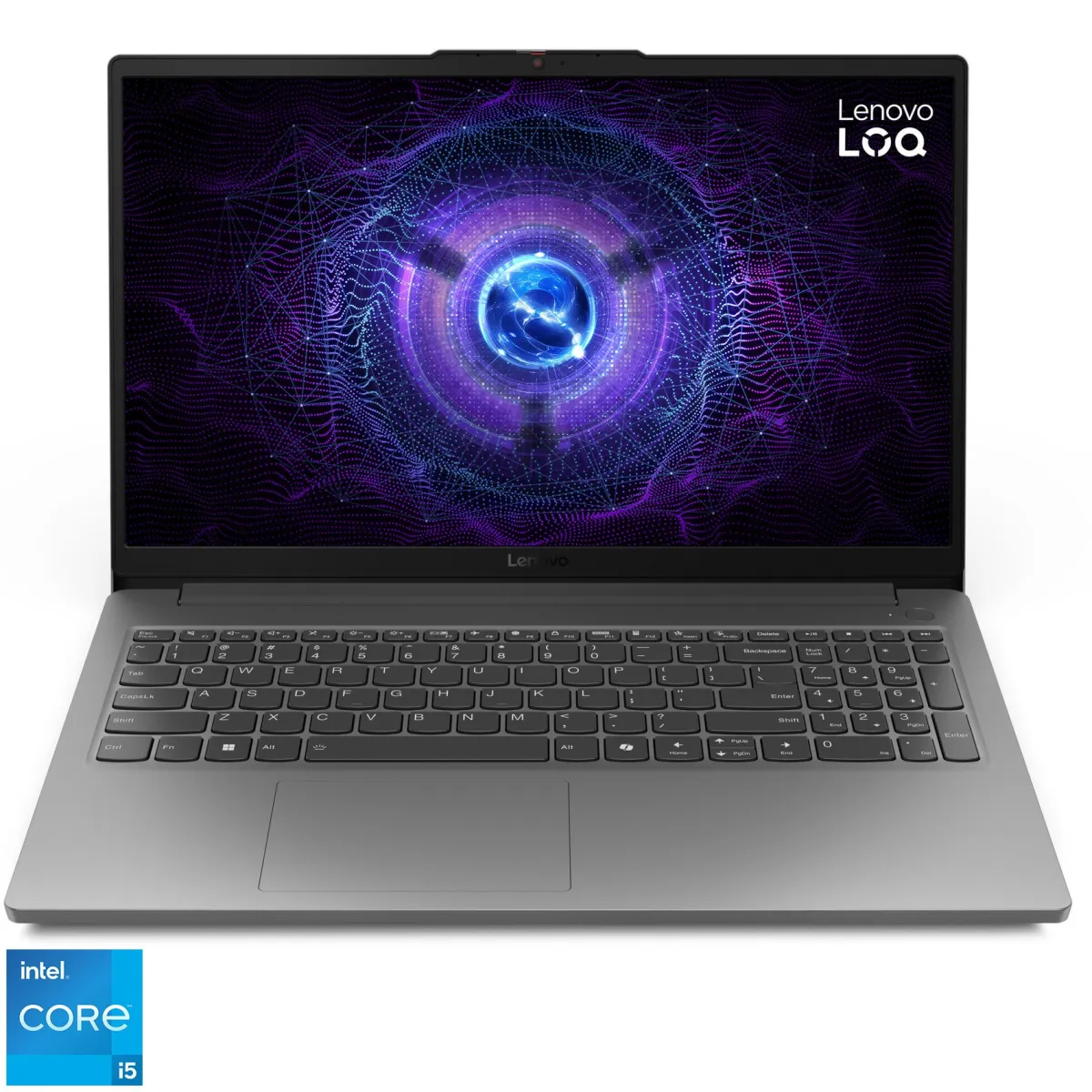 Lenovo LOQ 15IAX9E Gaming laptop Intel® Core™ i5-12450HX processzorral akár 4,4 GHz-ig, 15,6" Full HD, IPS, 144 Hz, 16 GB DDR5 RAM, 1 TB SSD, NVIDIA® GeForce RTX™ 2050 4GB GDDR6, No OS, Holdszürke