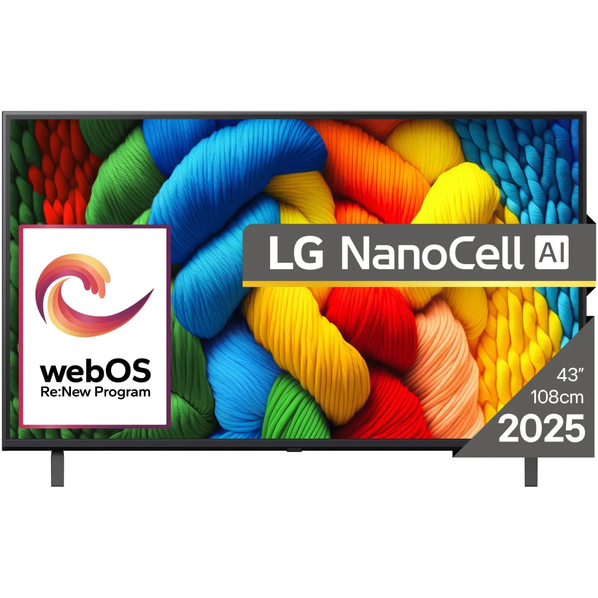 LG 43NANO80A3B NanoCell televízió, 108 cm, Smart, 4K Ultra HD, G energiaosztály (2025-ös modell)