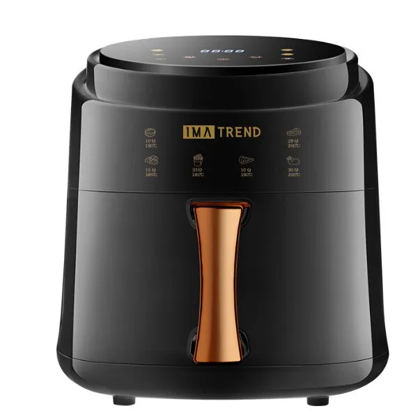 Légsütő, olaj nélkül, IMA TREND XL Air Fryer, 1400W, űrtartalom 8L, állítható hőmérséklet 80-210°C, időzítő 60 perc, kivehető edény, digitális kijelző, Fekete