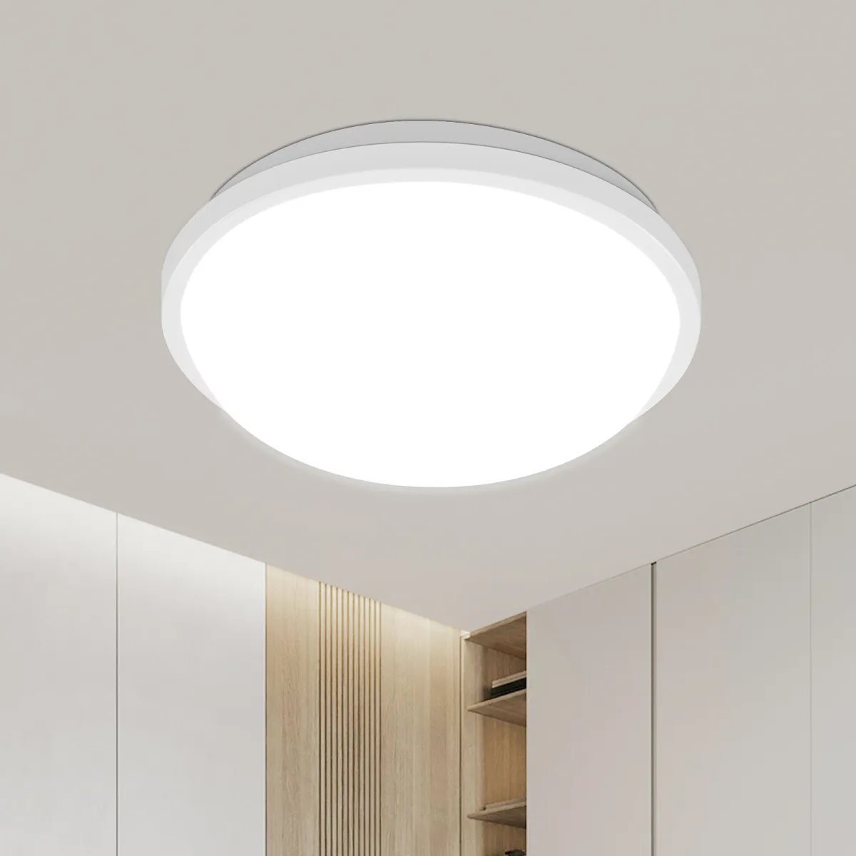 Mckalen LED mennyezeti lámpa, 20W, 2250lm, IP44 vízálló, fehér fény 6000K, fürdőszobába, hálószobába, nappaliba, bejárathoz