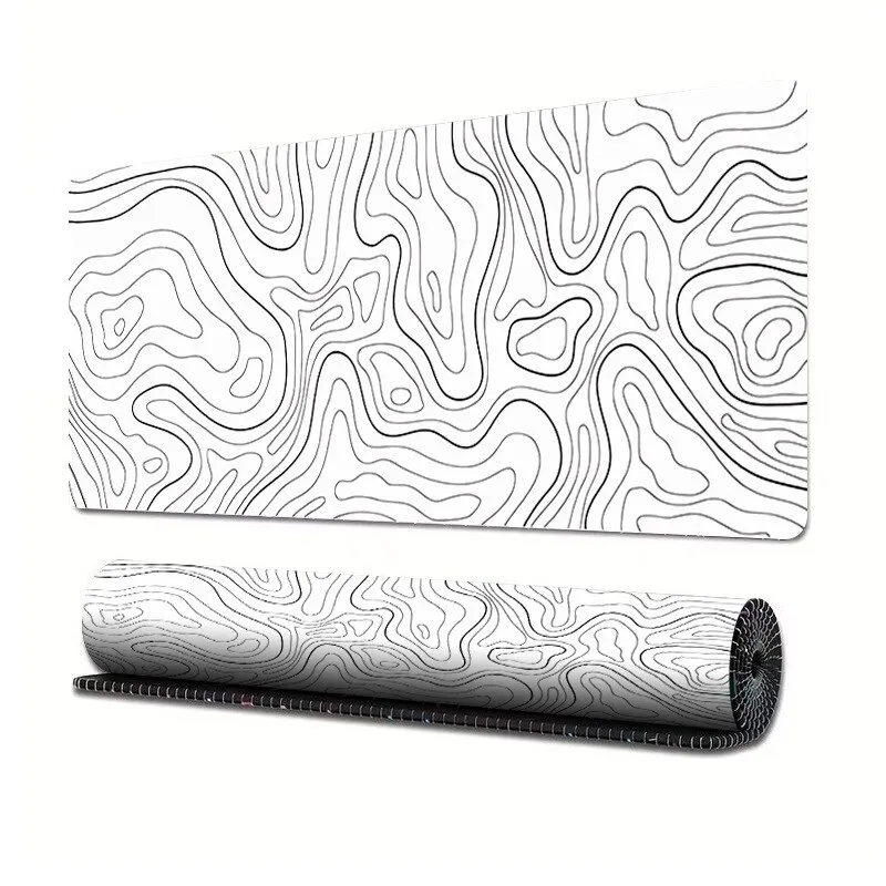 Meghosszabbított játék egérpad, csúszásmentes talp, varrott élek, vízálló, 90x40x0,3cm, topográfiai fehér
