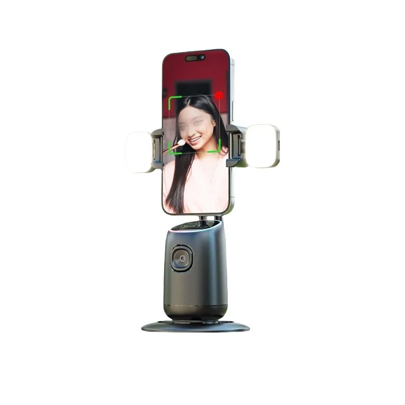 Mobiltelefon képstabilizátor, háromtengelyes karmantyú, AI intelligens arckövetés, 360°-os elforgatás, 1200 mAh-s akkumulátor, gesztusfelismerés, kettős fényű változat, fekete