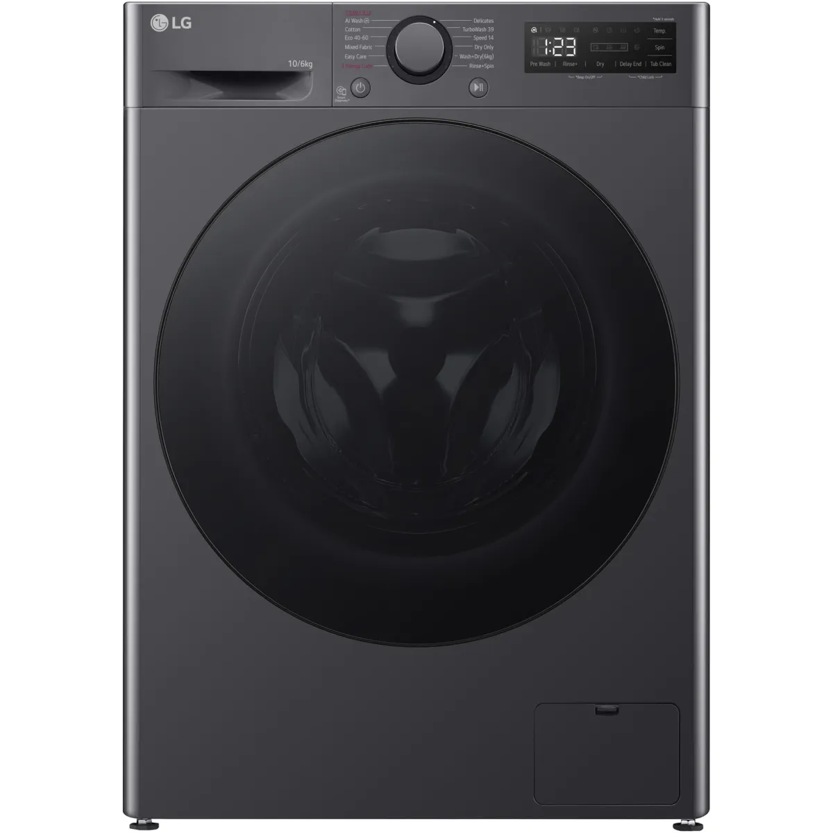 Mosógép szárítógéppel LG F4DR510S2M, 10 kg Mosás, 6 kg Száraz, 1400 ford./perc, B osztály, Közvetlen meghajtású Motor, TurboWash, Fekete