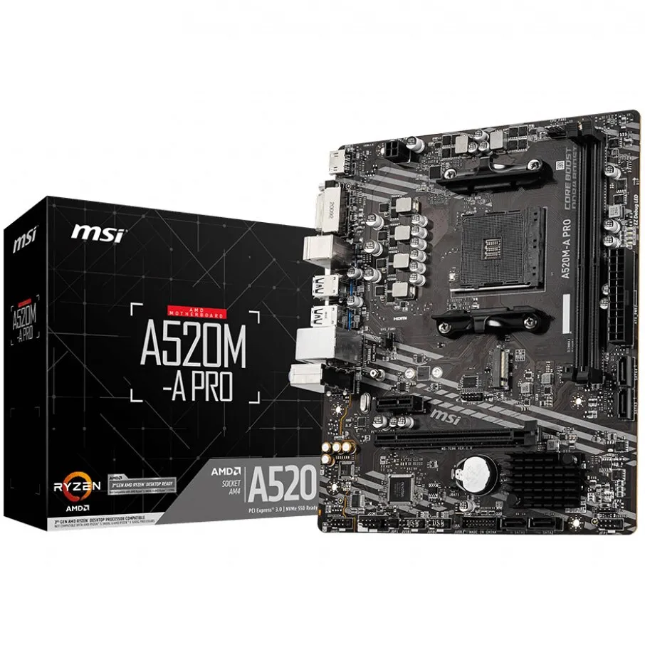 MSI A520M-A PRO Alaplap, Socket AM4