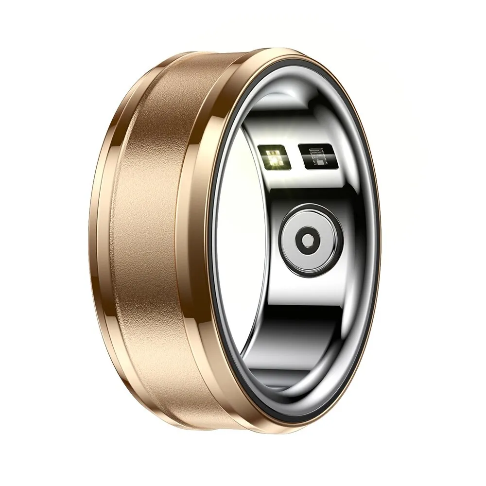 Multifunkcionális intelligens gyűrű UIQ R3 Unisex, Bluetooth 5.1, HRV, edzésfigyelés, pulzus, oxigéntelítettség, stresszteszt, kalória, lépésszámláló és alvás, multi-sport, vízálló, 18 mAh, rozsdamentes acél, méret 20,6 mm, arany