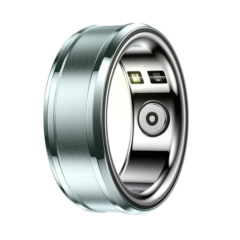 Multifunkcionális Smart Ring UIQ R3 Unisex, Bluetooth 5.1, HRV, Edzésfigyelés, Pulzus, Oxigéntelítettség, Stresszteszt, Kalória, Lépésszámláló és alvás, Multi-sport, Vízálló, 18 mAh, Rozsdamentes acél, Méret 19,8 mm, Türkiz