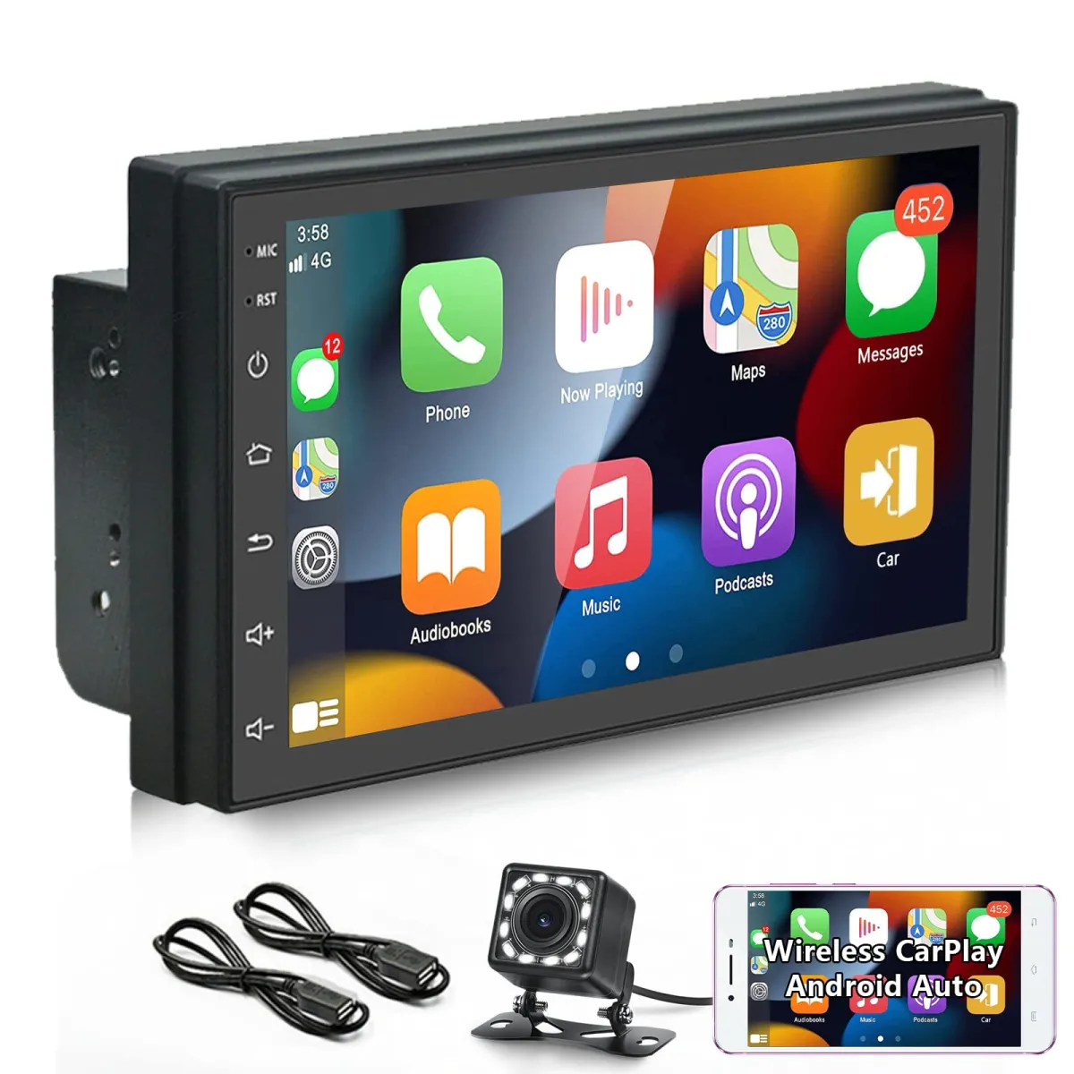 Multimédia 7", Android 12, négymagos, 4 GB+32 GB ROM, GPS-navigáció, Bluetooth, WiFi