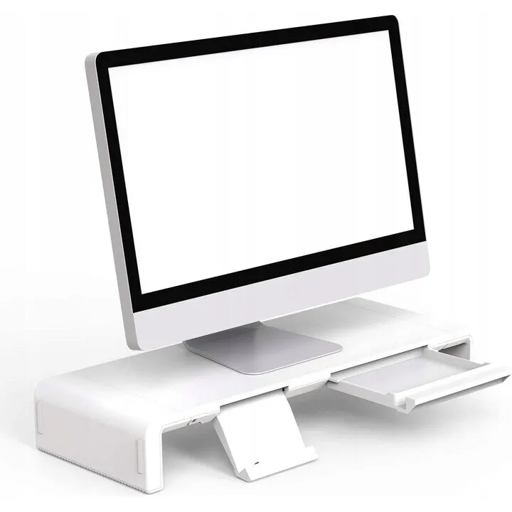 Multimódus monitorállvány, 13-32", ventilátorral, ergonomikus kialakítás, fehér, 42x74x8cm