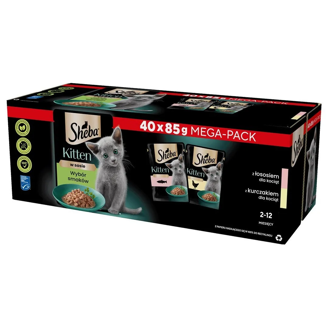 Nedves táp macskáknak, Sheba, csirke/lazac, 40x85g