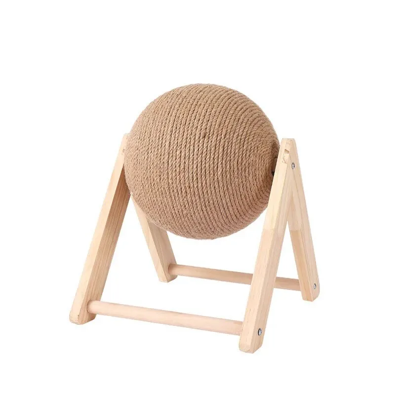 NEXTLY macskajáték kaparáshoz, labda, forgó labda, szizál borítás, fa állvány, ellenállás, 2 összeszerelési mód, 16 cm, barna M2