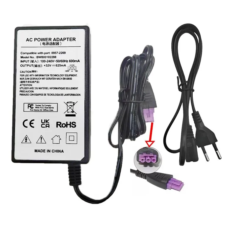 Nyomtató tápadapter, nyomtatótöltő 32V 625mA, kompatibilis a HP Deskjet D110 F4480 F4200 sorozatú nyomtatóval