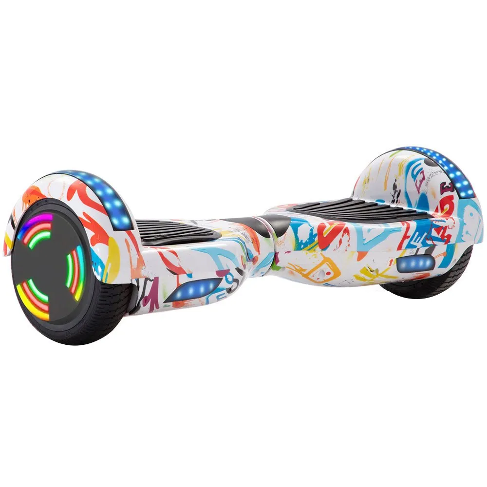 OEM elektromos hoverboard Bluetooth hangszórókkal, RGB LED, 500W, AC110-240V / 50-60HZ, önkiegyensúlyozó rendszerrel, O6.5 hüvelyk, többszínű