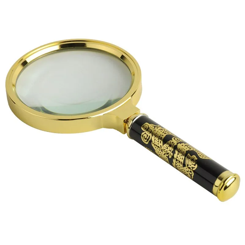 Optikai zoom nagyító, JENUOS®, 10-szeres nagyítás, olvasáshoz, ékszerek, áramkörök, üveglencse 80 mm, aranyozott, fekete/arany