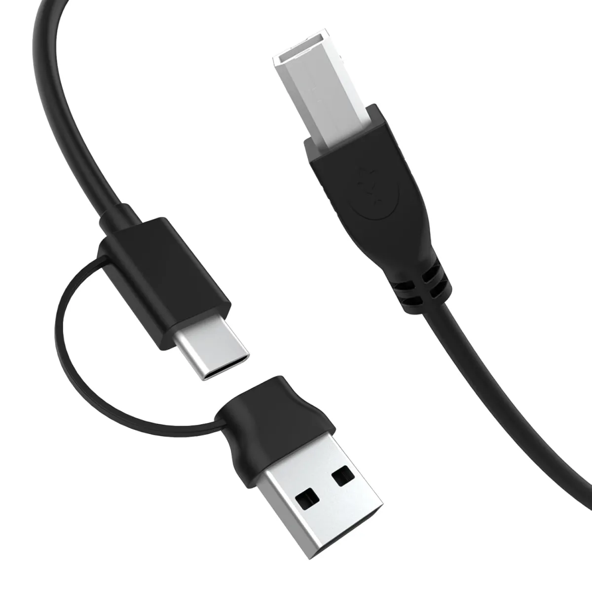 OUYLAF nyomtatókábel, USB és USB-C – USB-B 2.0, 1 m, fekete