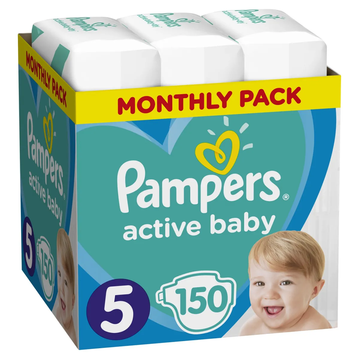 Pampers Active Baby pelenka, Junior 5, 11-16 kg, havi pelenkacsomag, 150 db