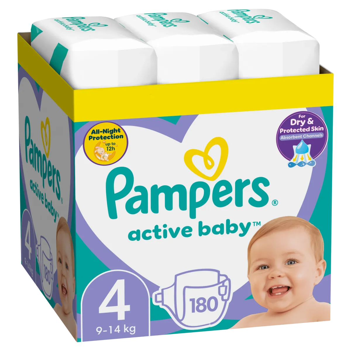 Pampers Active Baby pelenka, Maxi 4, 9-14 kg, havi pelenkacsomag, 180 db