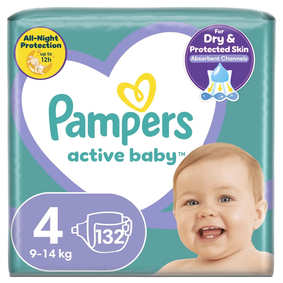 Pampers Active Baby pelenka, Maxi 4, 9-14 kg, Mega Box, 132 db
