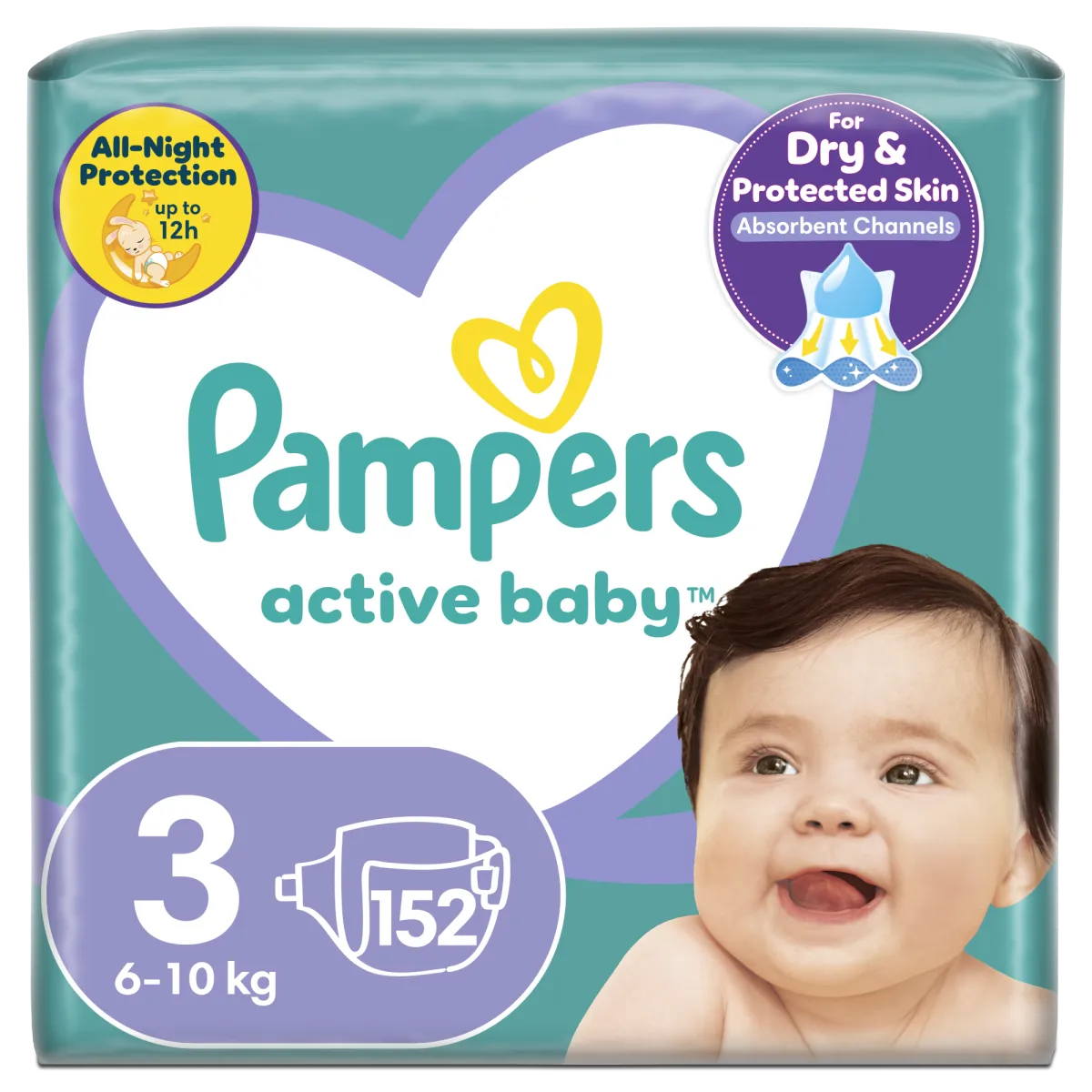 Pampers Active Baby pelenka, Midi 3, 6-10 kg, Mega Box, 152 db