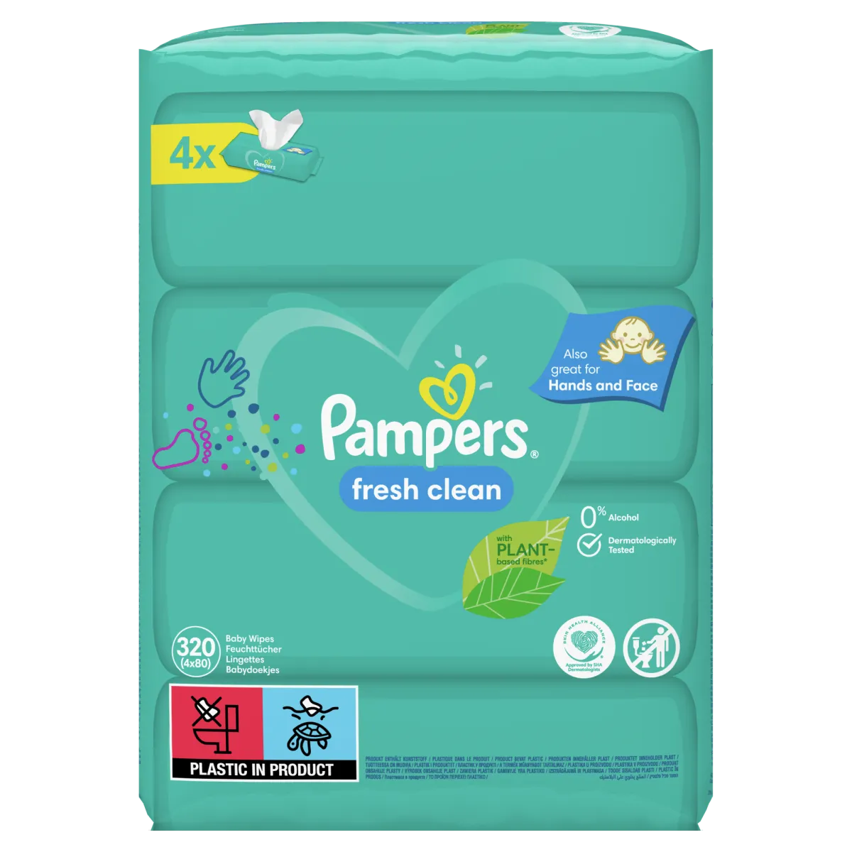 Pampers Fresh Clean Nedves Törlőkendő, 4 Csomag = 320 db